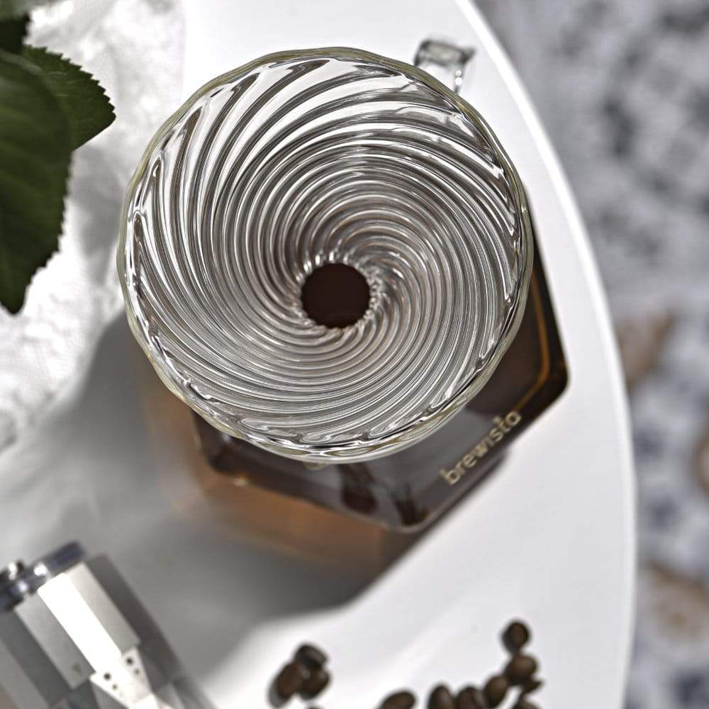 Brewista Tornado Glass Dripper - Ecru Beanspour overEcru Beans coffee_in_qatar - qatar_coffee coffee_equipment_qatar_doha