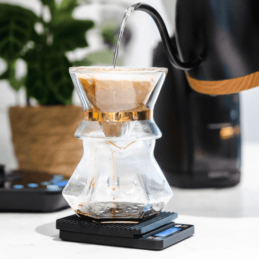 Brewista Tornado Glass Dripper - Ecru Beanspour overEcru Beans coffee_in_qatar - qatar_coffee coffee_equipment_qatar_doha