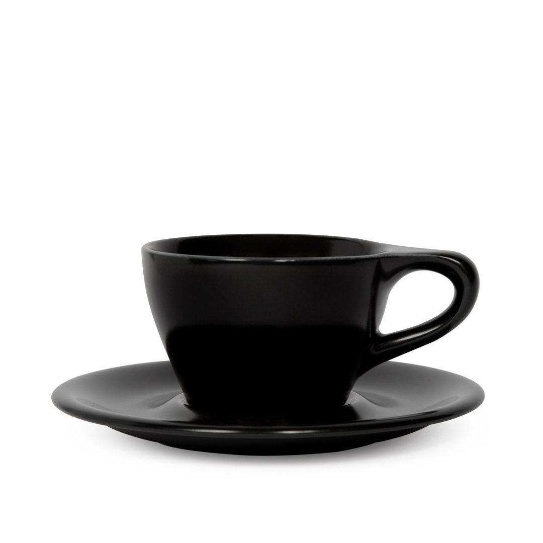 LINO DOUBLE CAPPUCCINO CUP/SAUCER | BLACK - Ecru BeanscupEcru Beans coffee_in_qatar - qatar_coffee coffee_equipment_qatar_doha