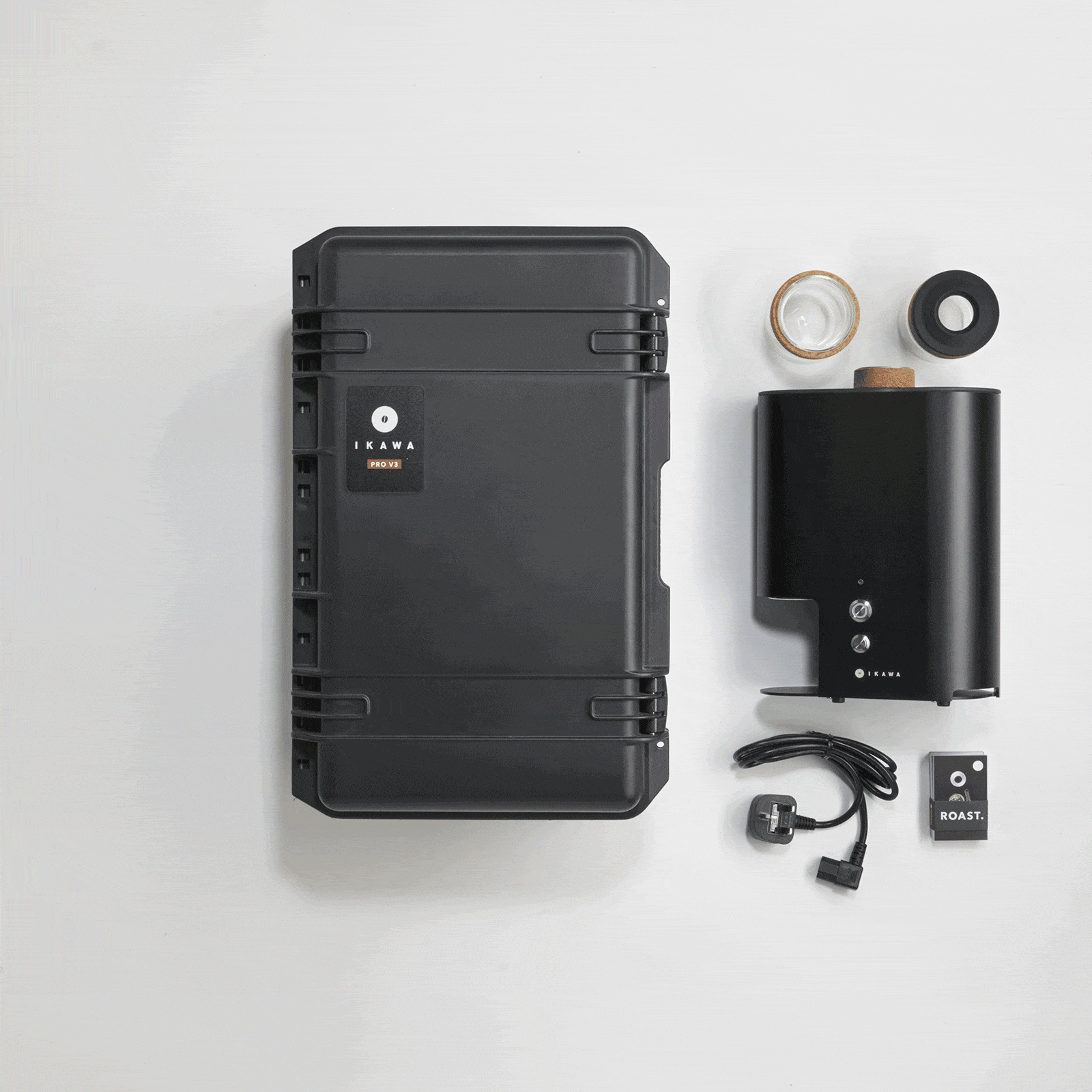 IKAWA PRO Sample Roaster Machine with Travel Case Ecru Beans